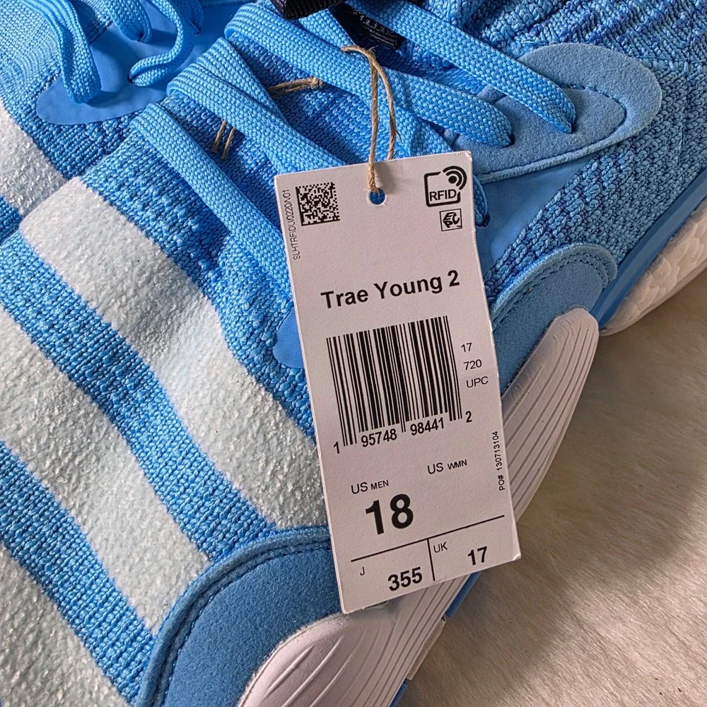 NEW Adidas Trae Young 2 Ice Basketball Mens Size 18 Sky Blue White H06473 NEW